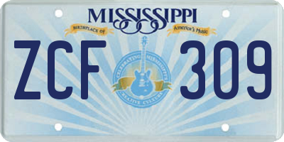 MS license plate ZCF309
