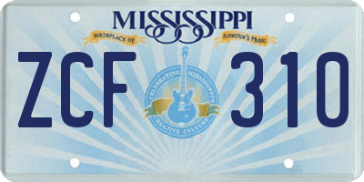 MS license plate ZCF310