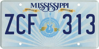 MS license plate ZCF313