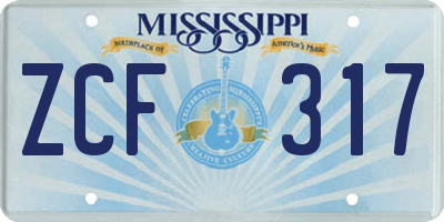 MS license plate ZCF317