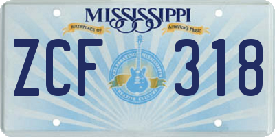 MS license plate ZCF318