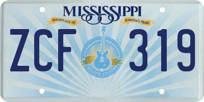 MS license plate ZCF319