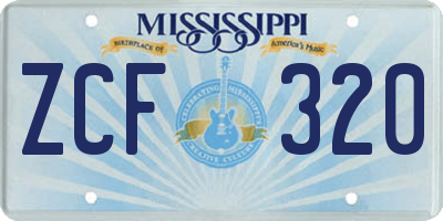 MS license plate ZCF320