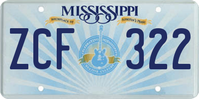 MS license plate ZCF322