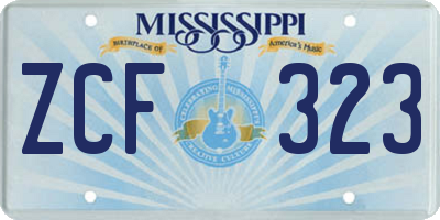 MS license plate ZCF323
