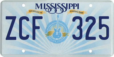 MS license plate ZCF325