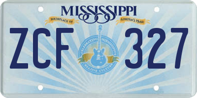 MS license plate ZCF327