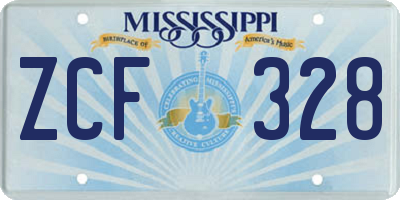 MS license plate ZCF328