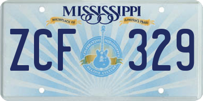 MS license plate ZCF329