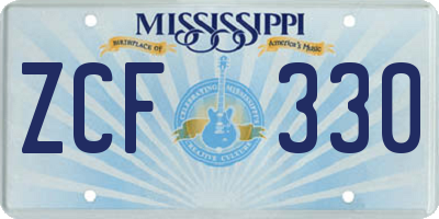 MS license plate ZCF330