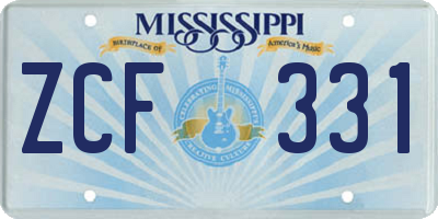 MS license plate ZCF331