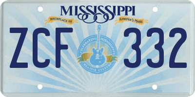 MS license plate ZCF332