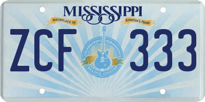 MS license plate ZCF333