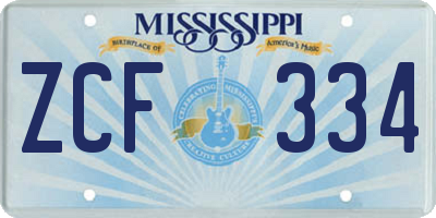 MS license plate ZCF334