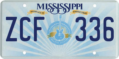 MS license plate ZCF336