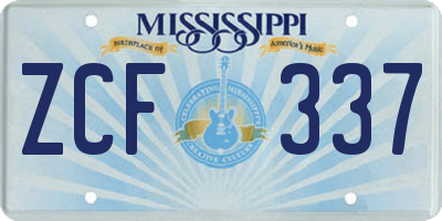 MS license plate ZCF337