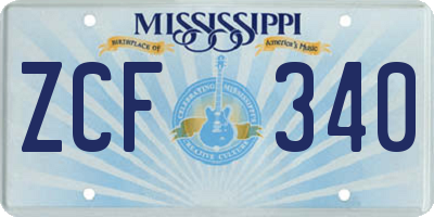 MS license plate ZCF340