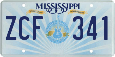 MS license plate ZCF341