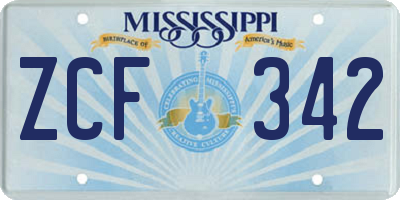 MS license plate ZCF342