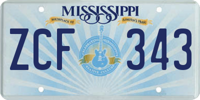 MS license plate ZCF343