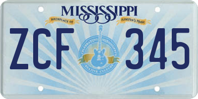 MS license plate ZCF345