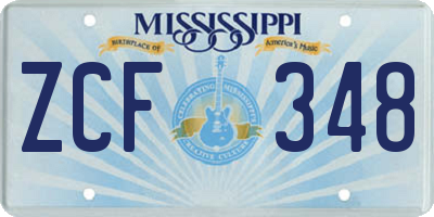 MS license plate ZCF348