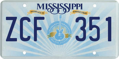 MS license plate ZCF351