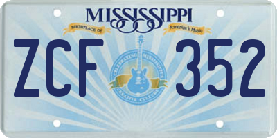 MS license plate ZCF352