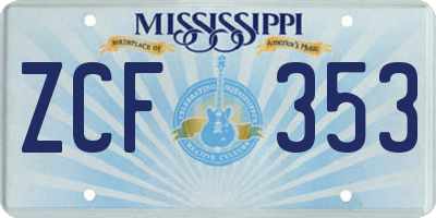 MS license plate ZCF353