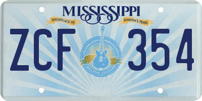 MS license plate ZCF354