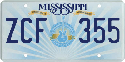 MS license plate ZCF355