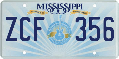 MS license plate ZCF356