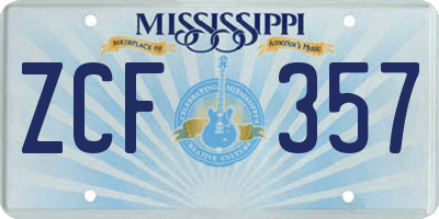 MS license plate ZCF357