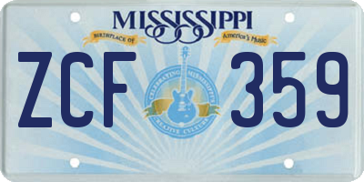 MS license plate ZCF359