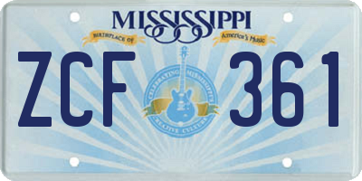 MS license plate ZCF361