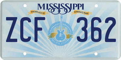 MS license plate ZCF362
