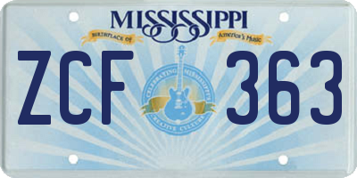MS license plate ZCF363