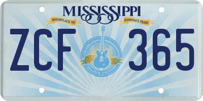 MS license plate ZCF365