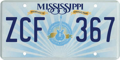 MS license plate ZCF367