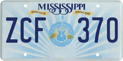 MS license plate ZCF370
