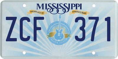 MS license plate ZCF371