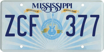 MS license plate ZCF377