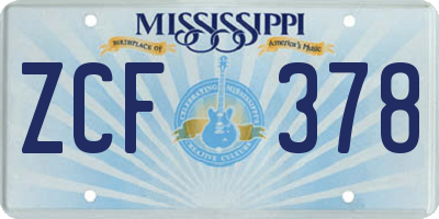 MS license plate ZCF378