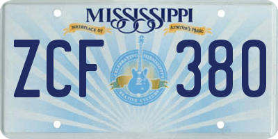 MS license plate ZCF380