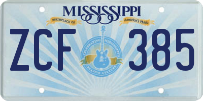MS license plate ZCF385