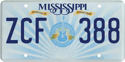 MS license plate ZCF388