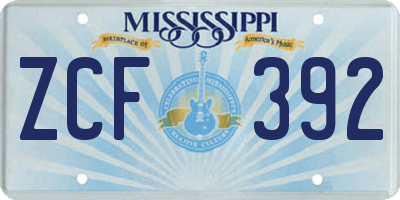 MS license plate ZCF392