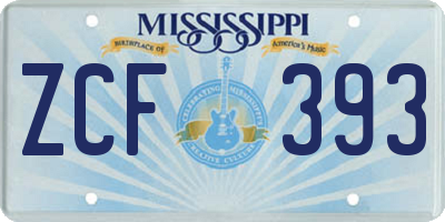 MS license plate ZCF393