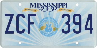 MS license plate ZCF394