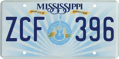 MS license plate ZCF396